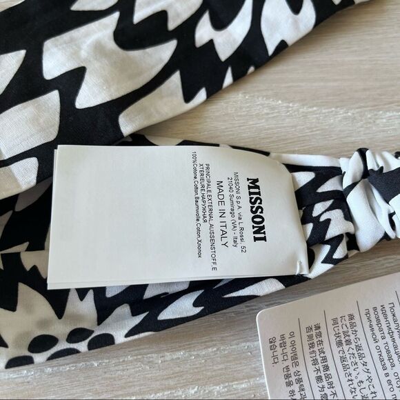 Missoni cotton headband black white NWT